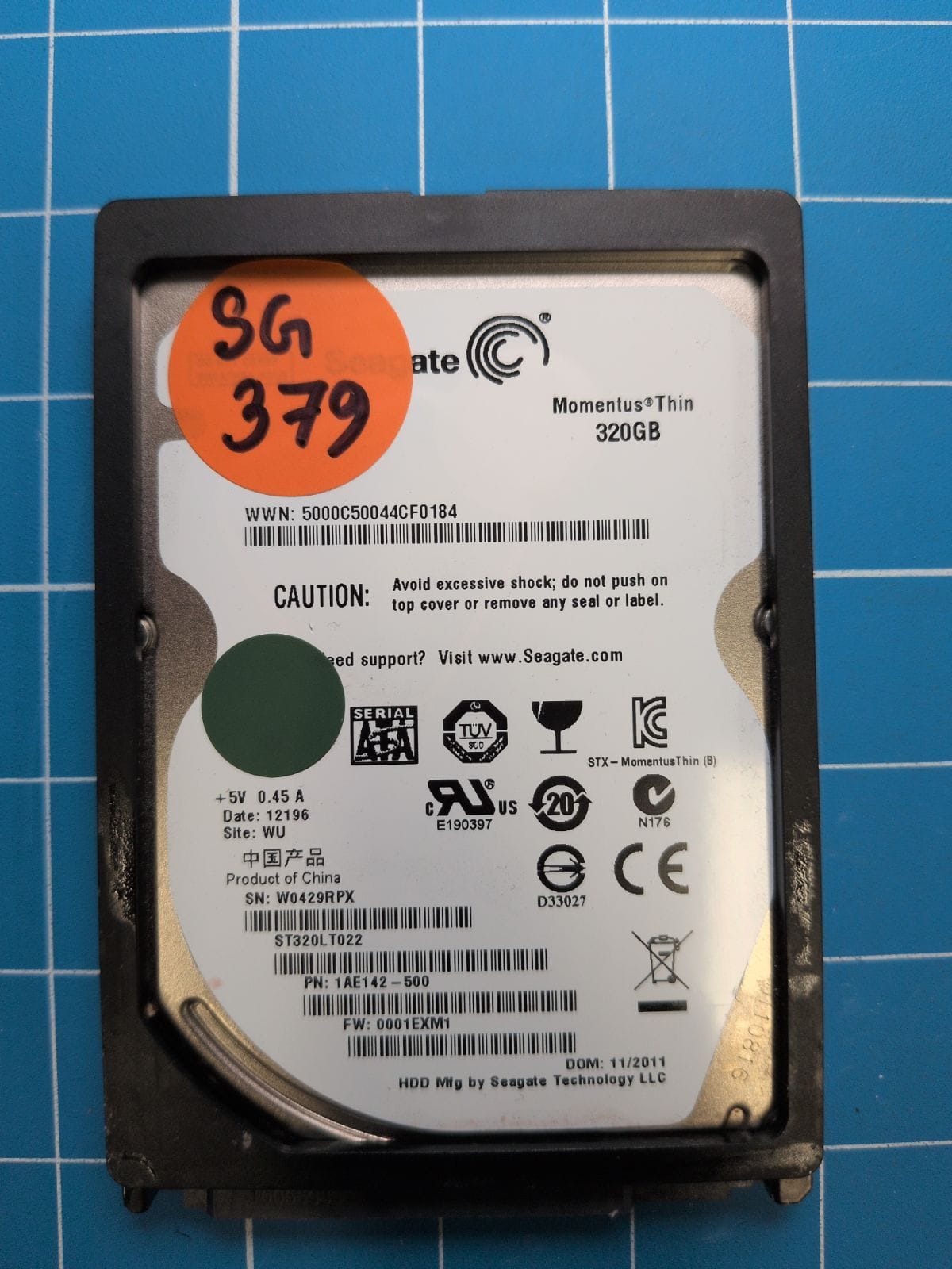 SG379 drive label (front)