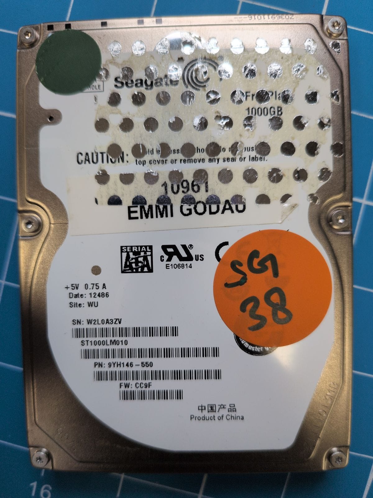 SG38 drive label (front)