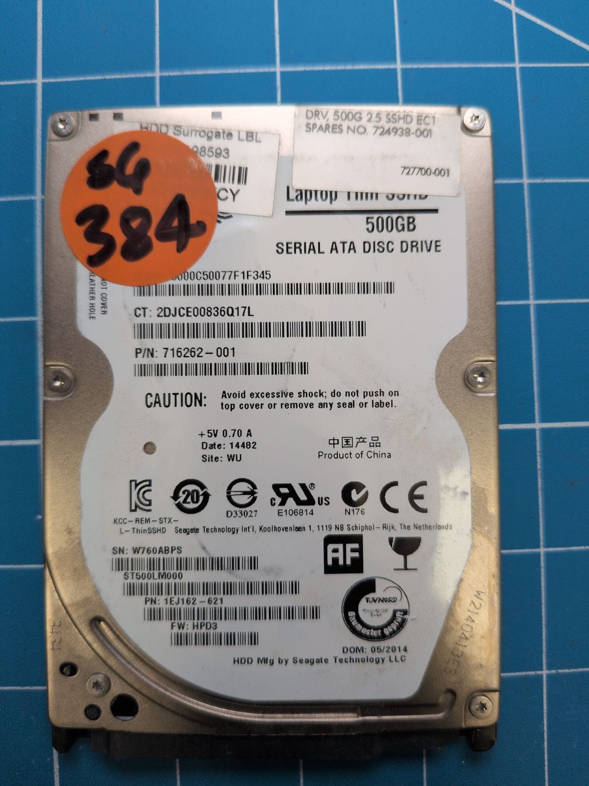 SG384 drive label (front)