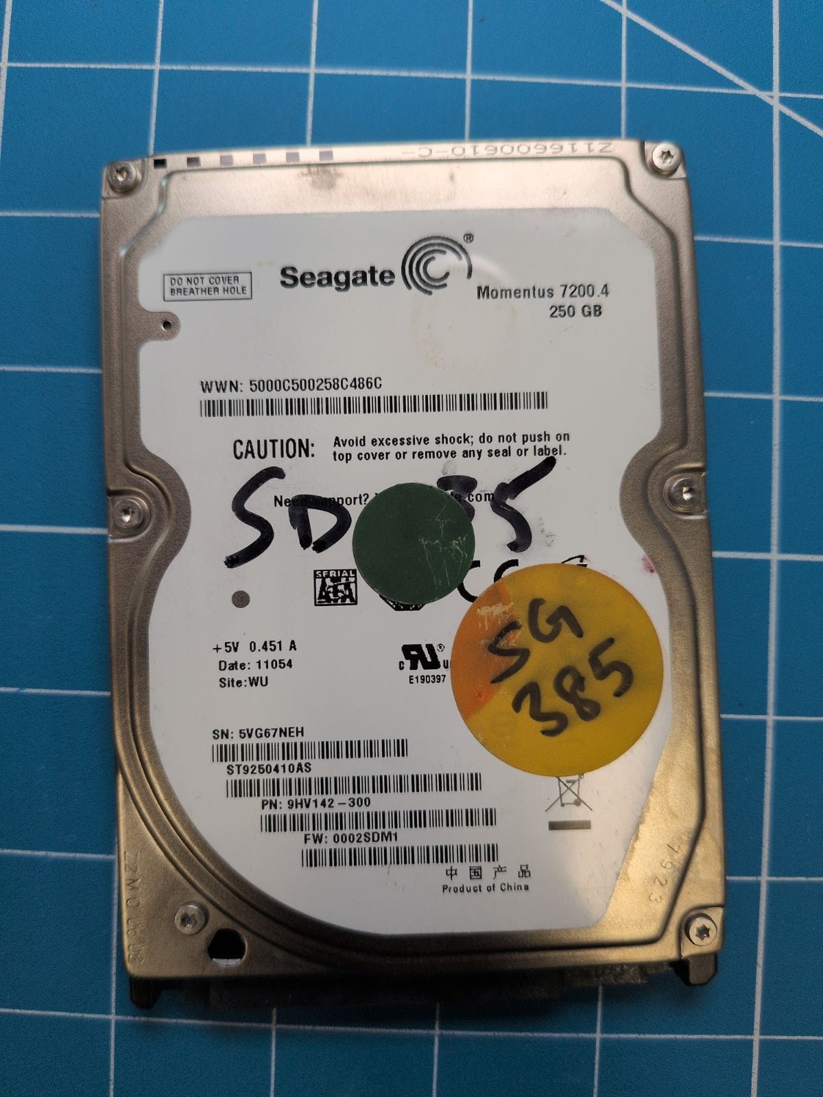 SG385 drive label (front)