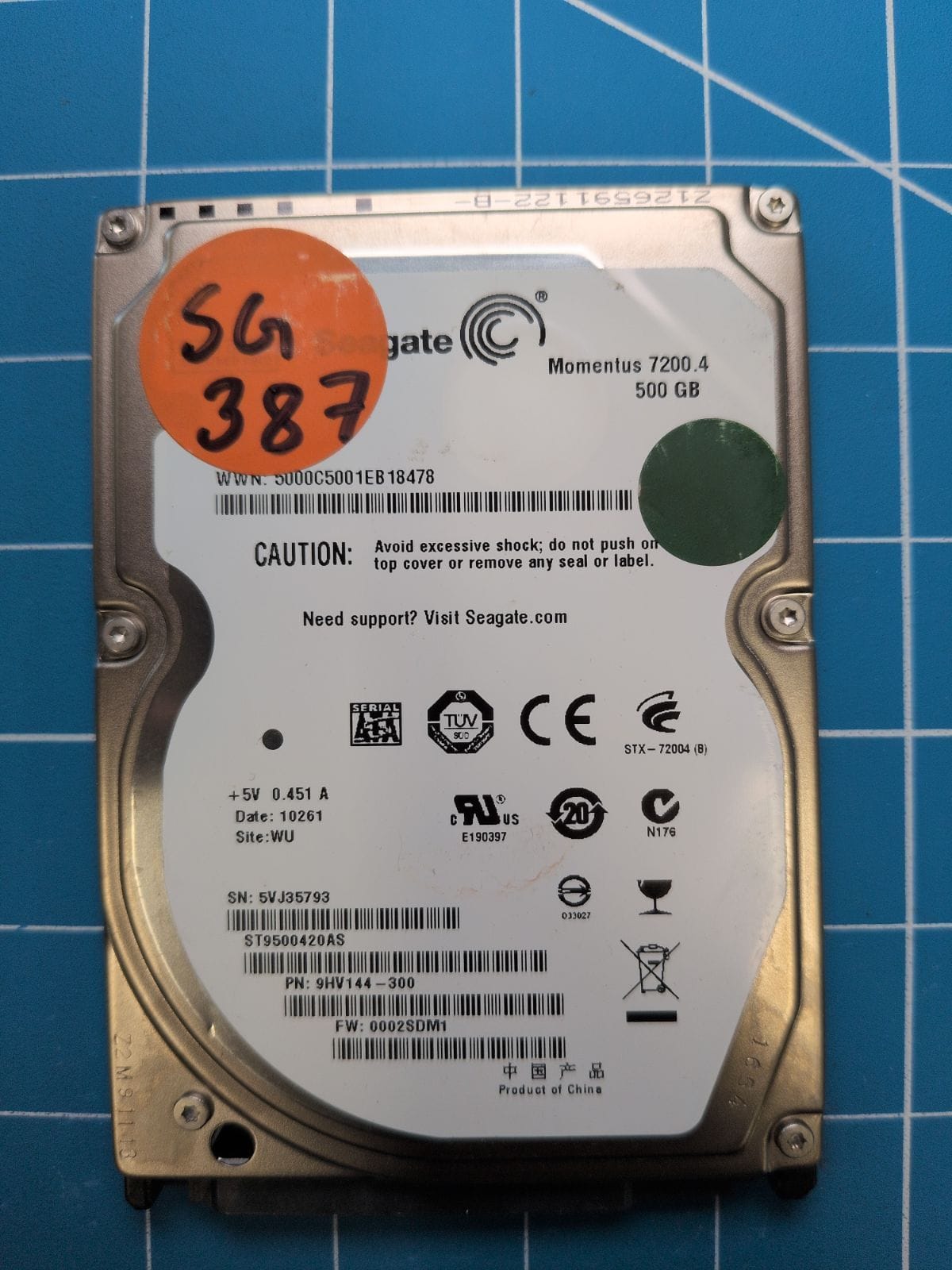 SG387 drive label (front)