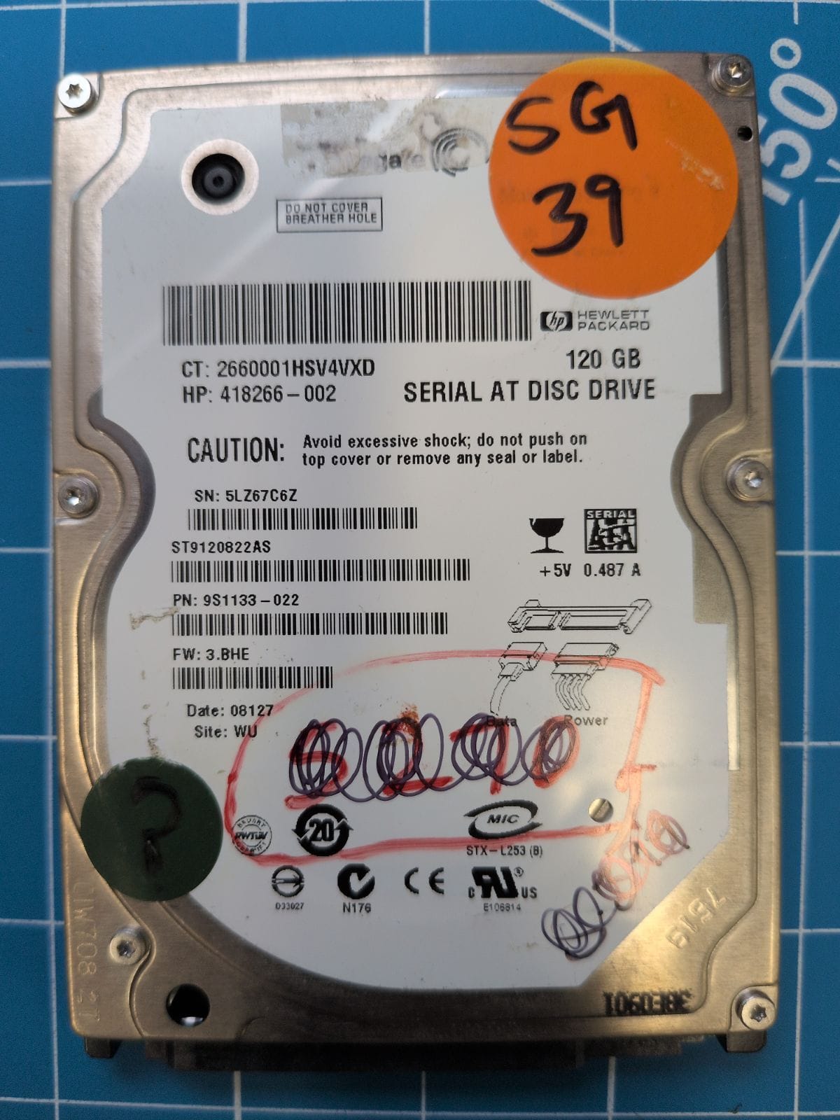 SG39 drive label (front)