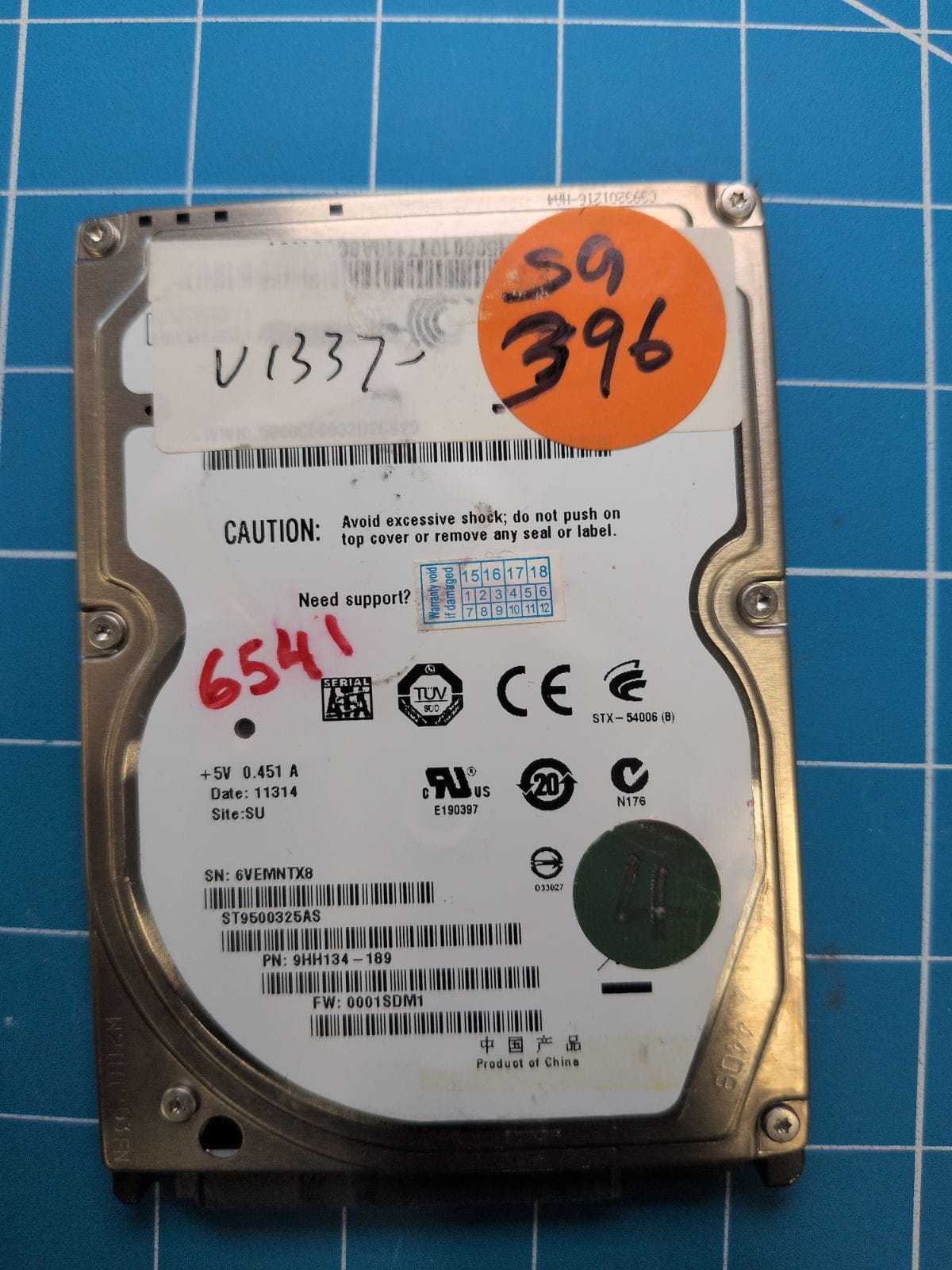 SG396 drive label (front)