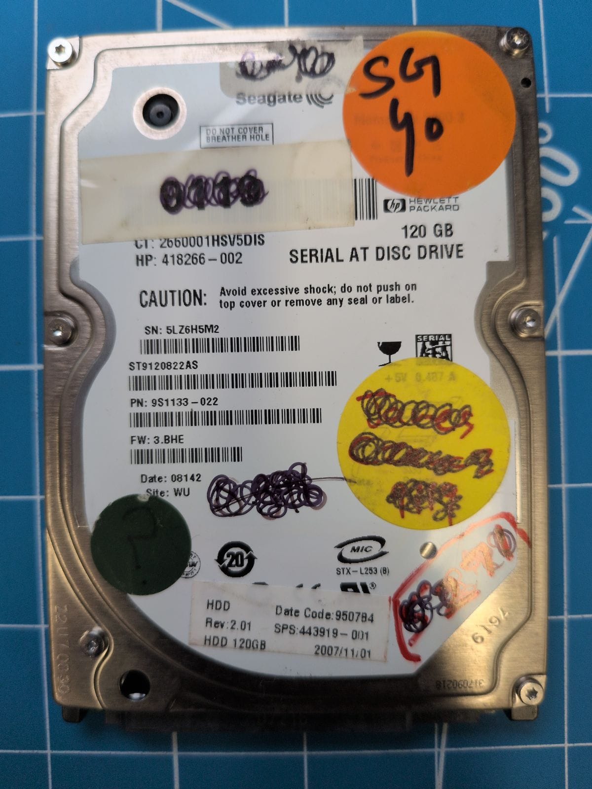 SG40 drive label (front)