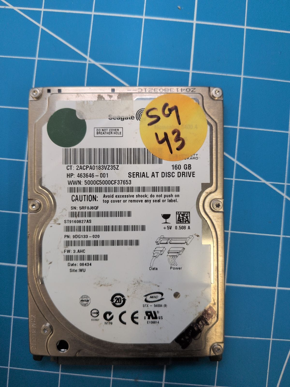SG43 drive label (front)