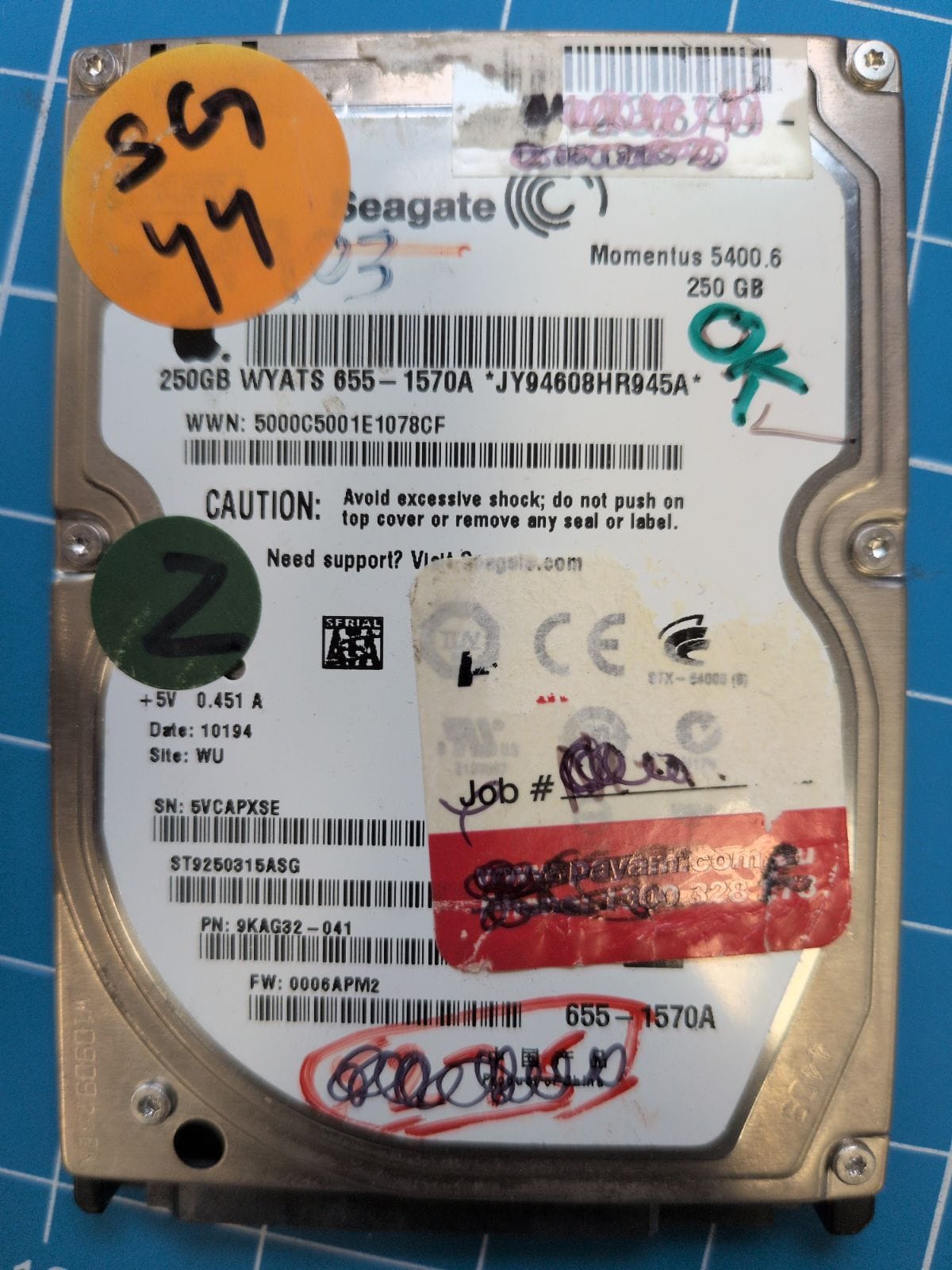 SG44 drive label (front)