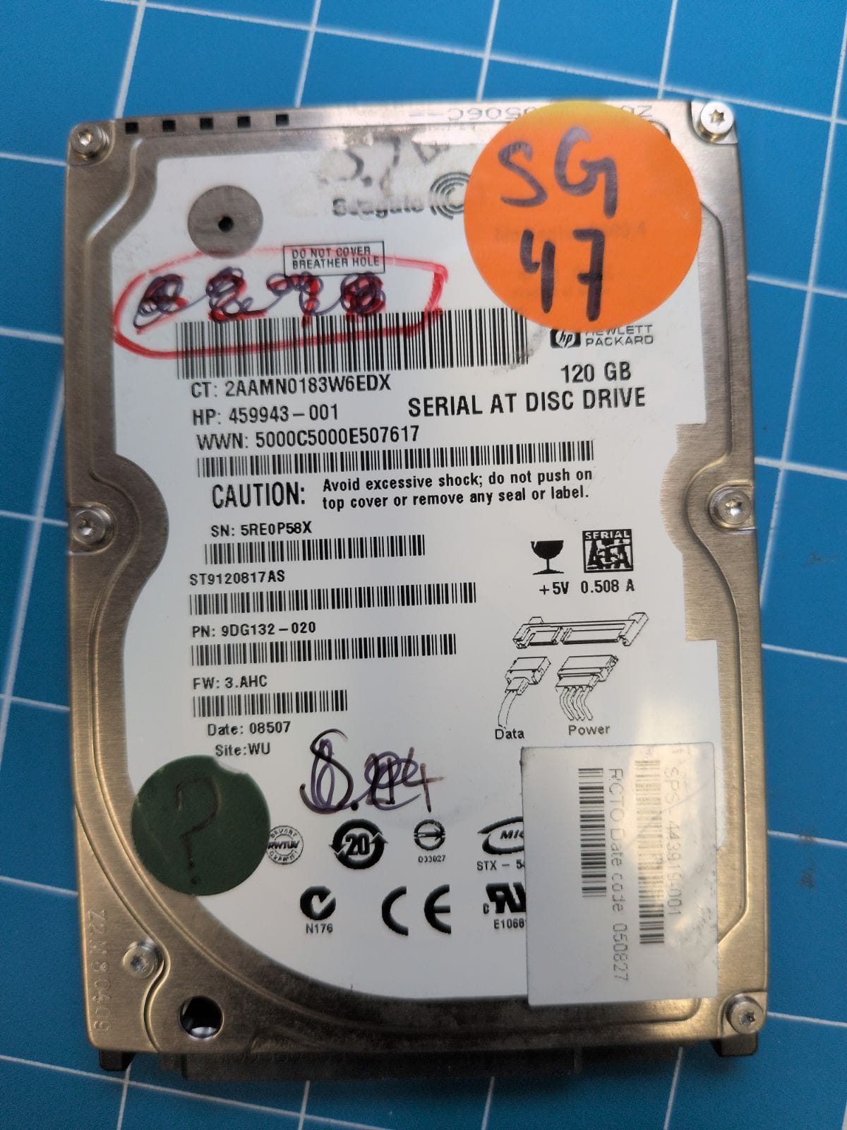 SG47 drive label (front)