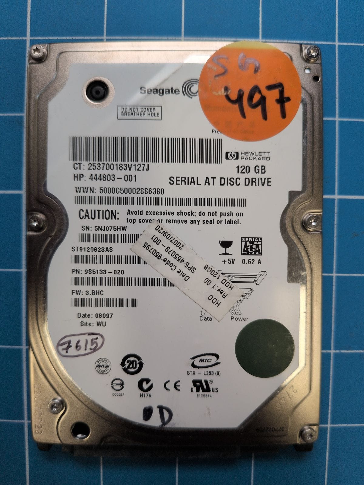 SG497 drive label (front)