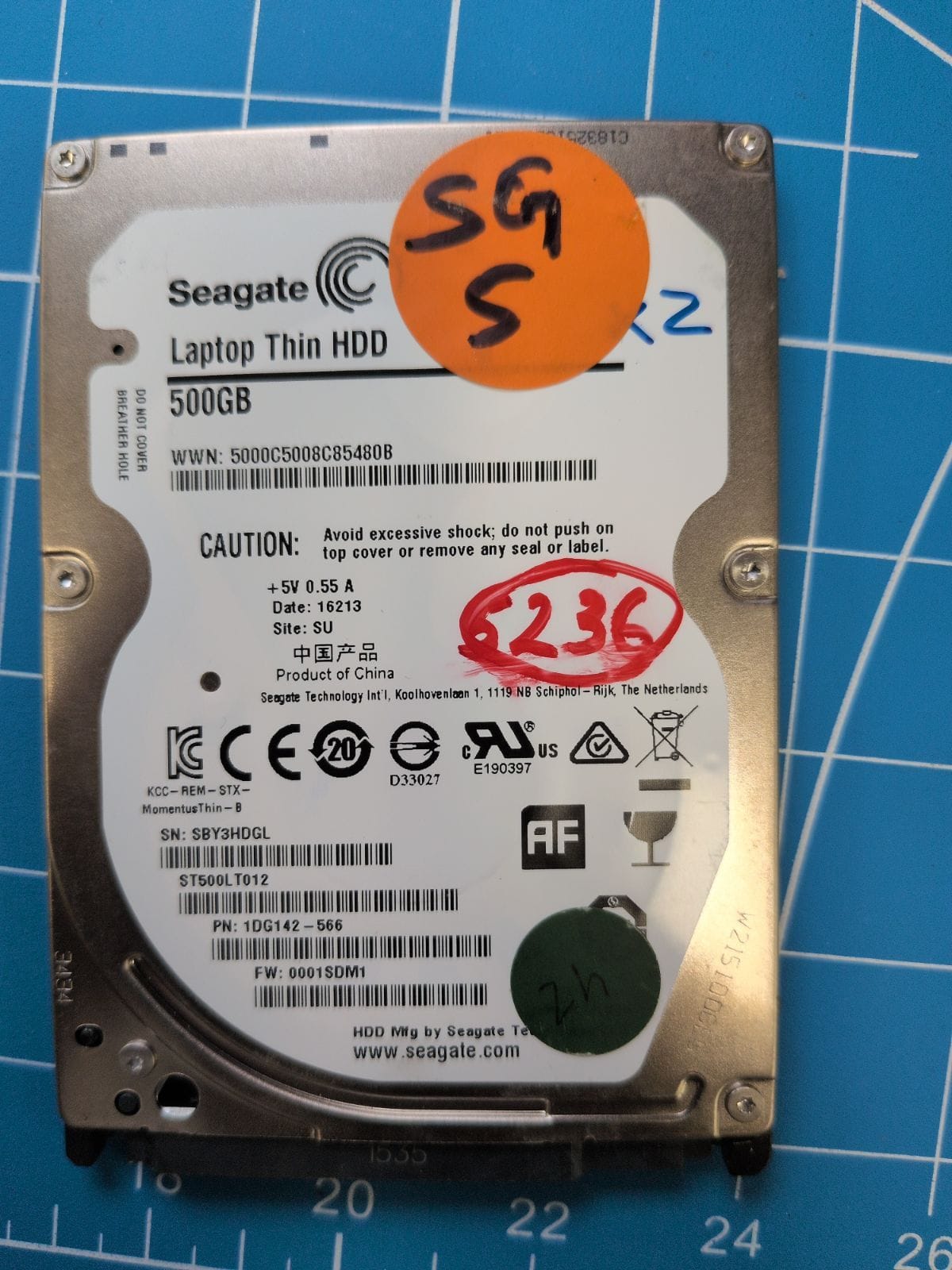 SG5 drive label (front)