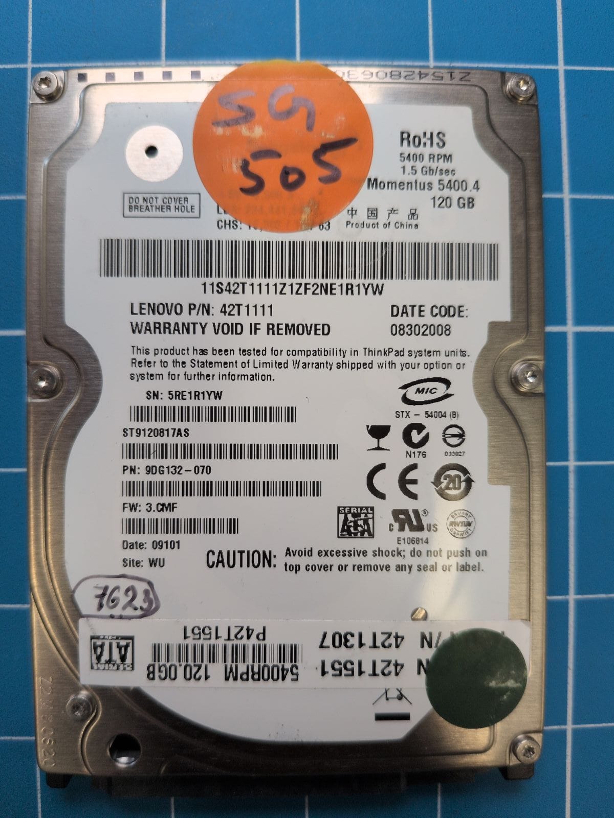 SG505 drive label (front)