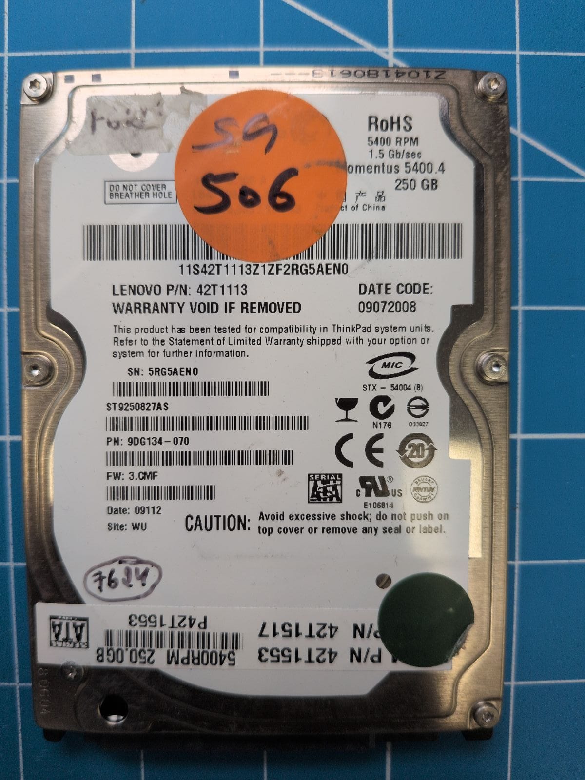 SG506 drive label (front)