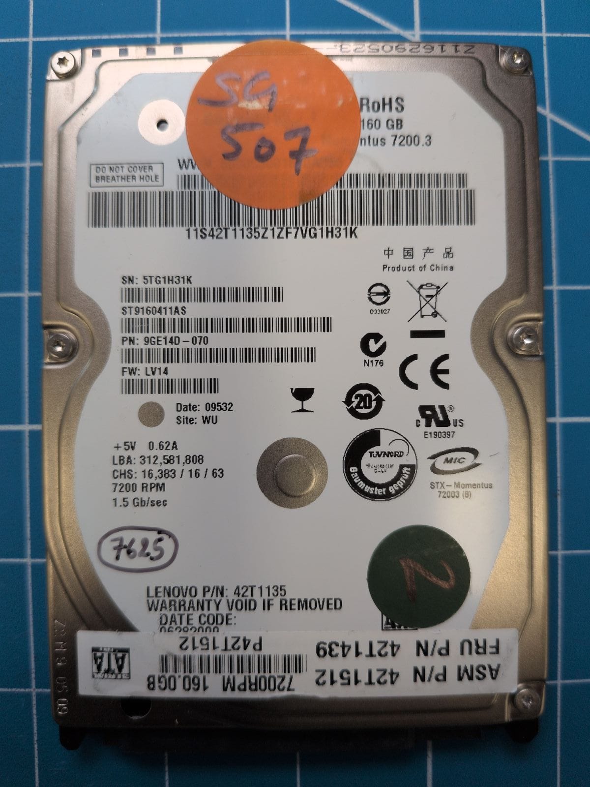 SG507 drive label (front)