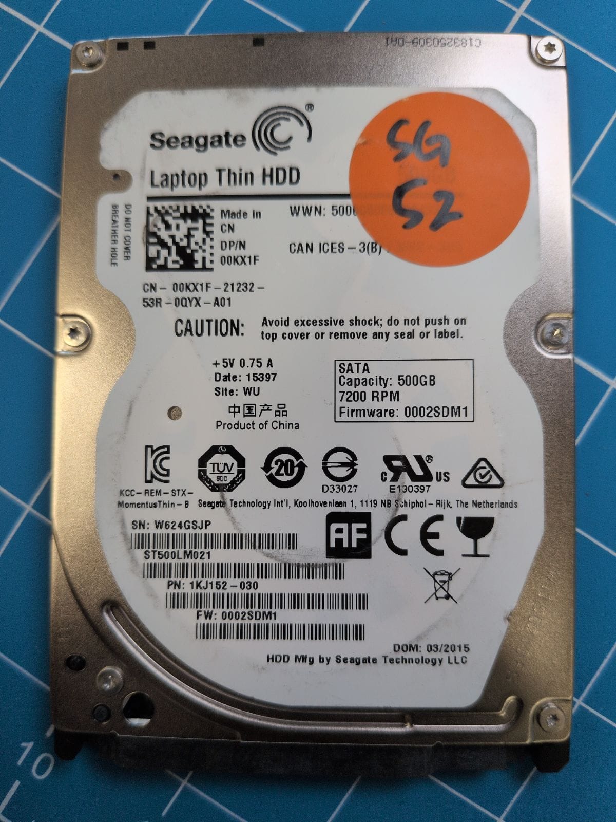 SG52 drive label (front)