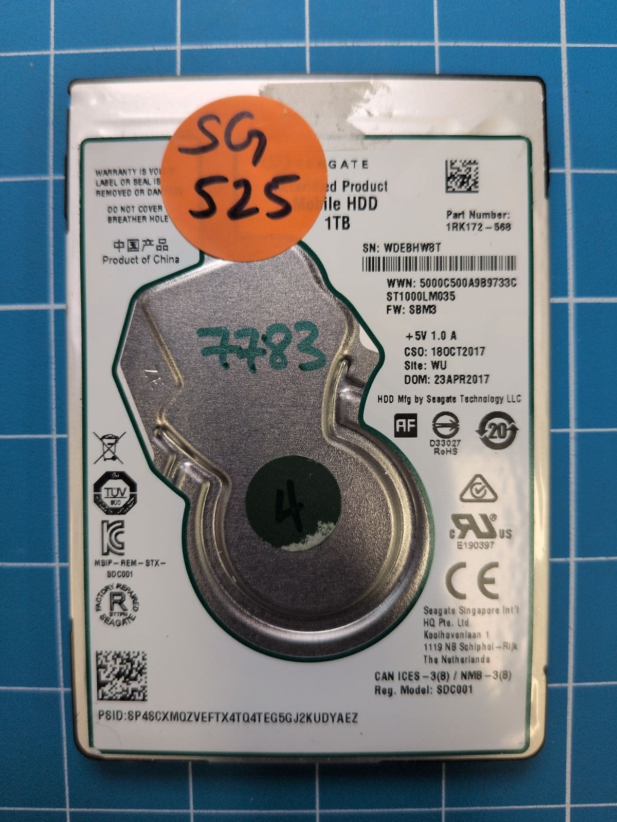 SG525 drive label (front)