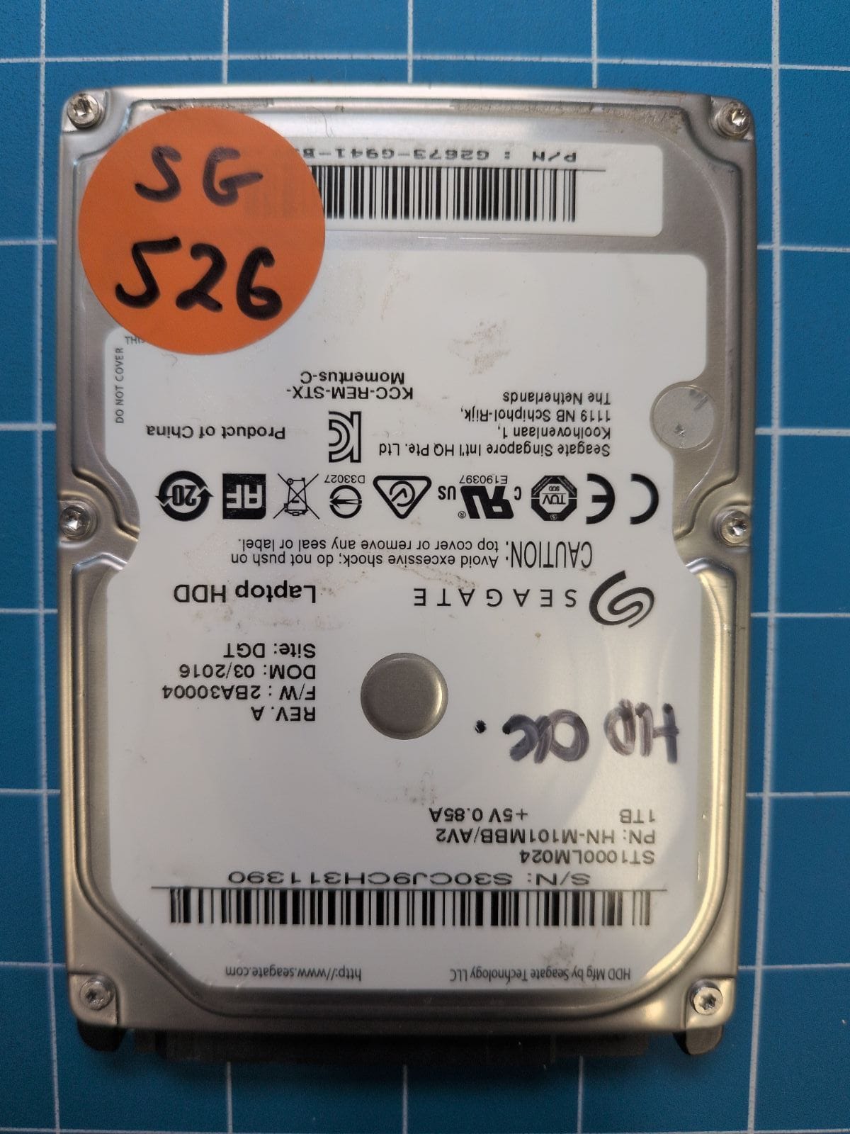 SG526 drive label (front)
