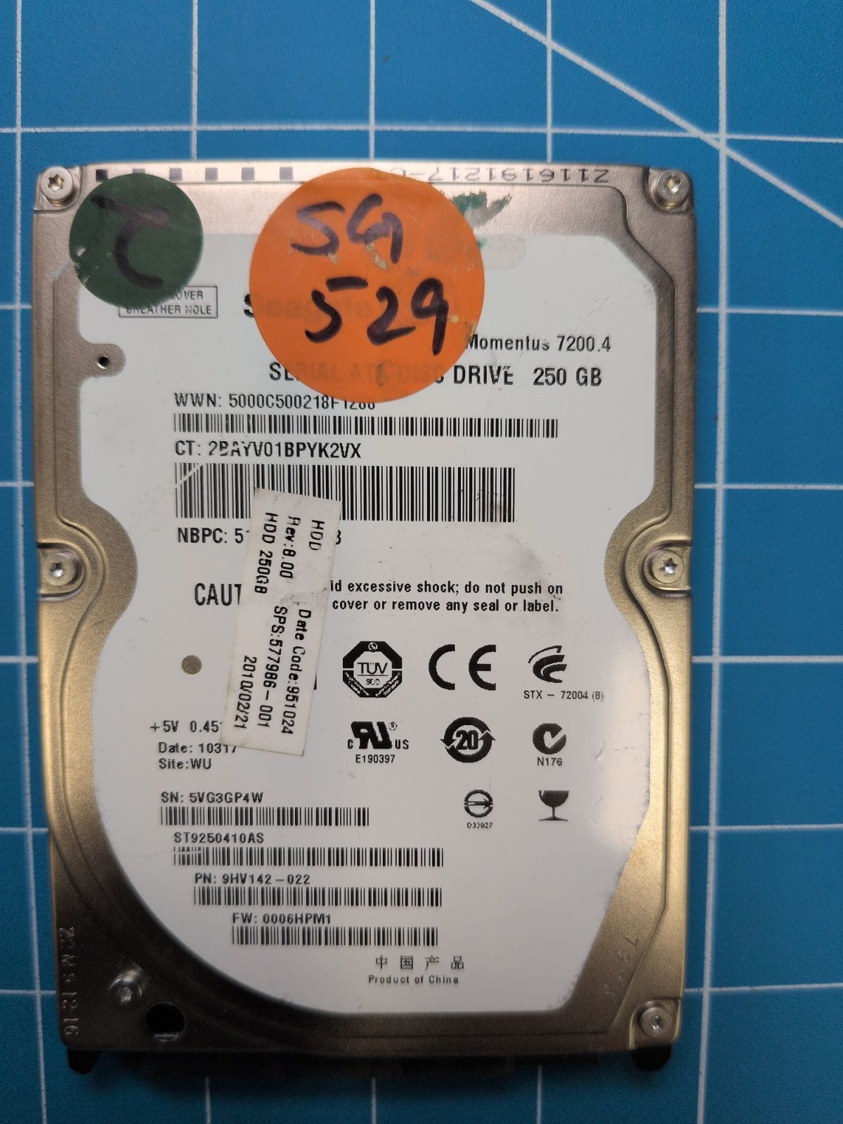 SG529 drive label (front)