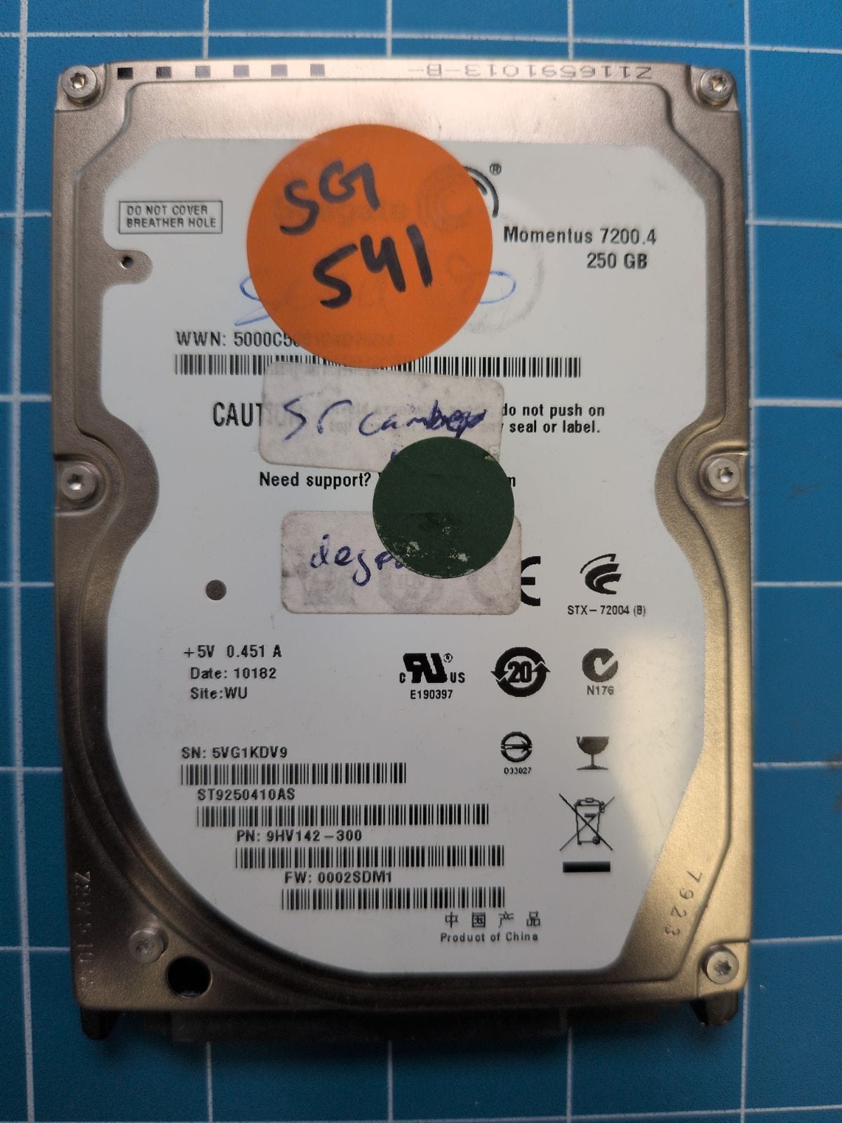 SG541 drive label (front)