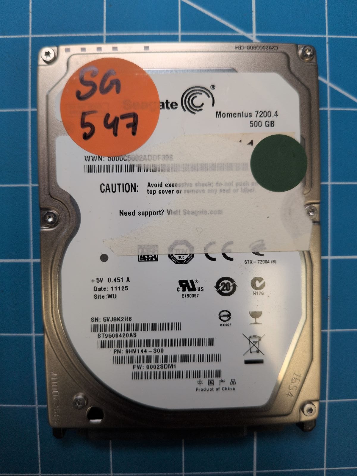 SG547 drive label (front)