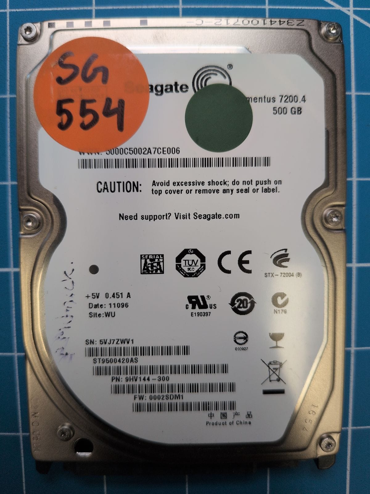 SG554 drive label (front)