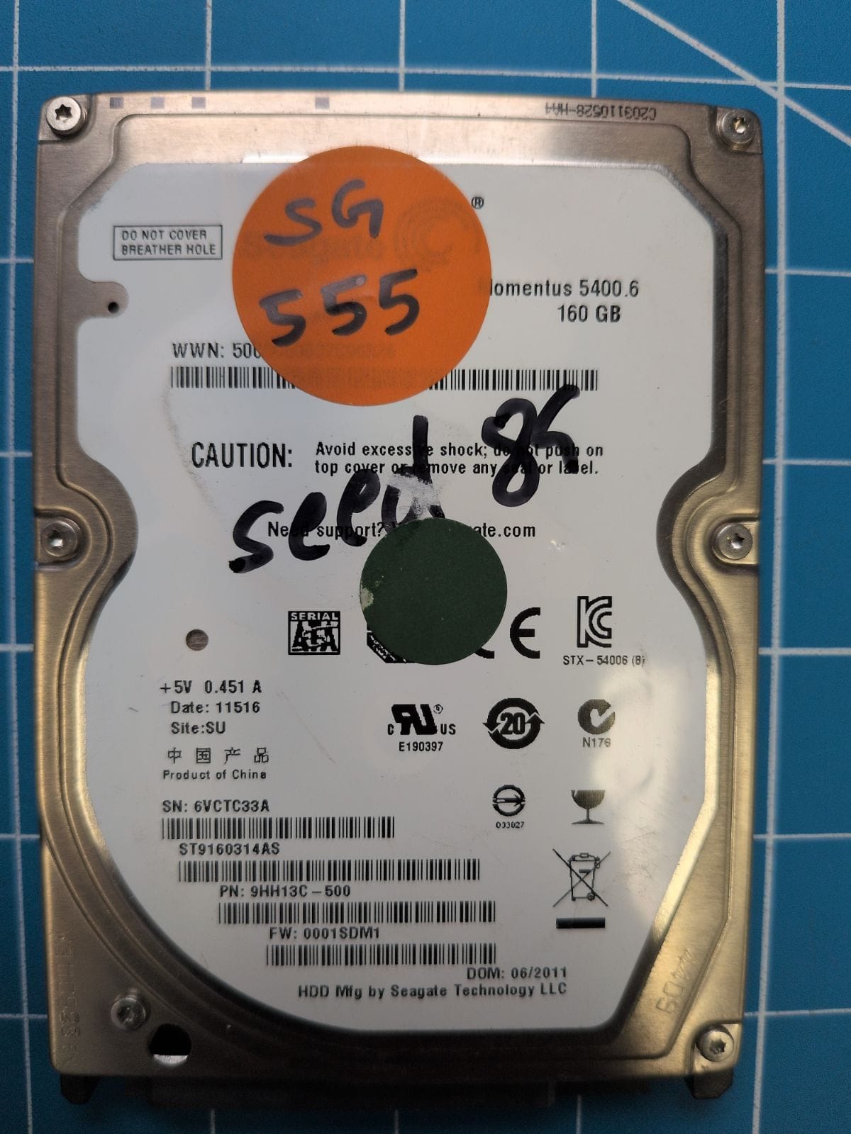 SG555 drive label (front)