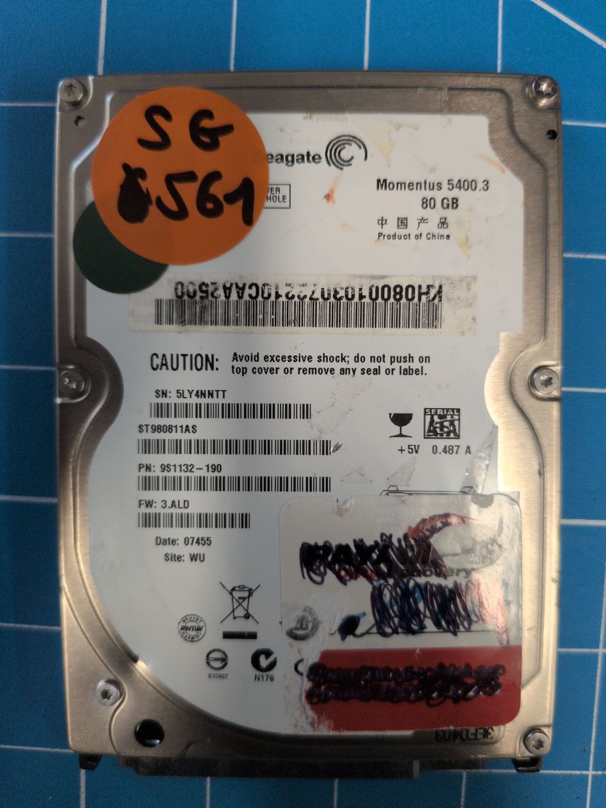 SG561 drive label (front)