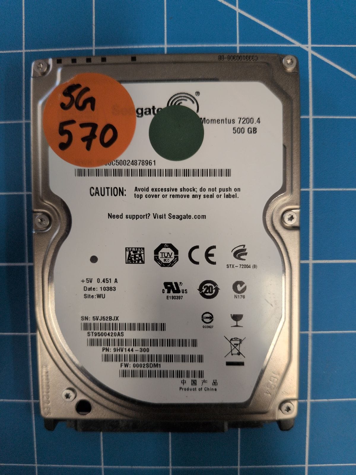 SG570 drive label (front)