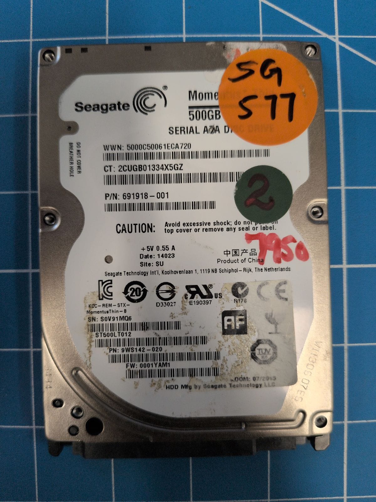 SG577 drive label (front)