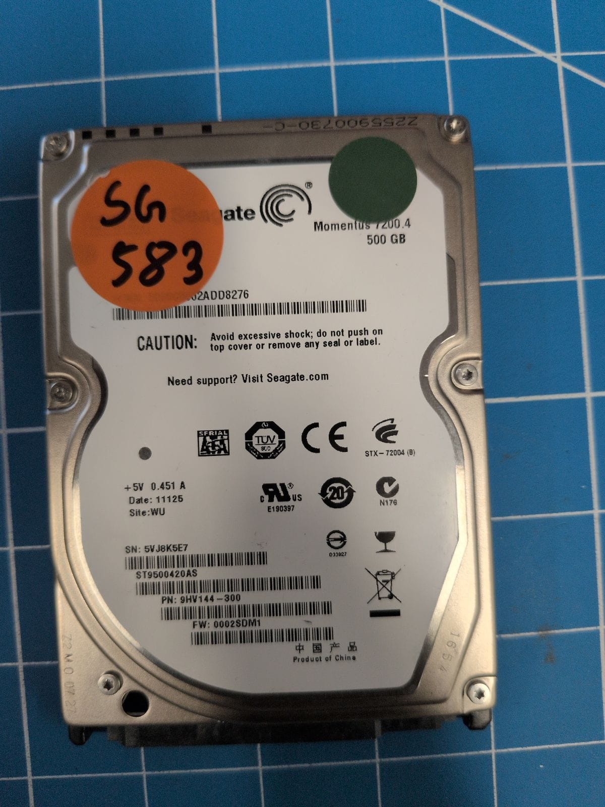 SG583 drive label (front)