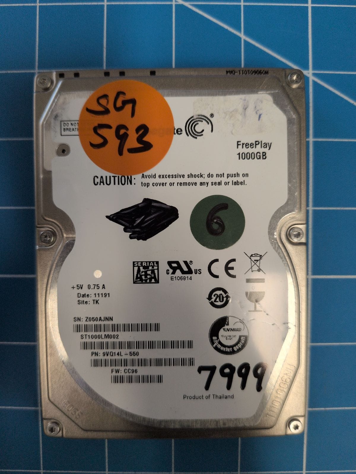 SG593 drive label (front)