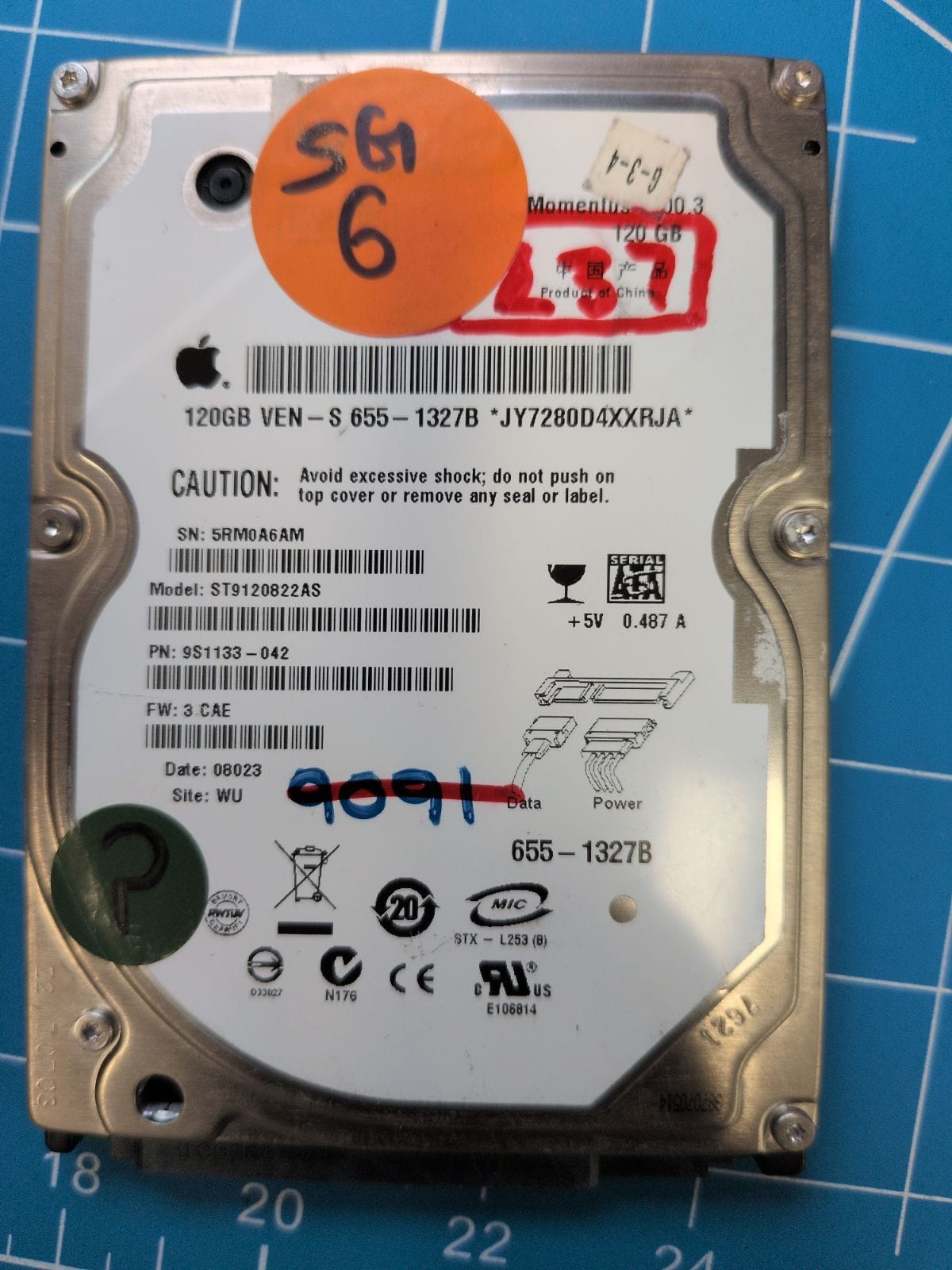 SG6 drive label (front)