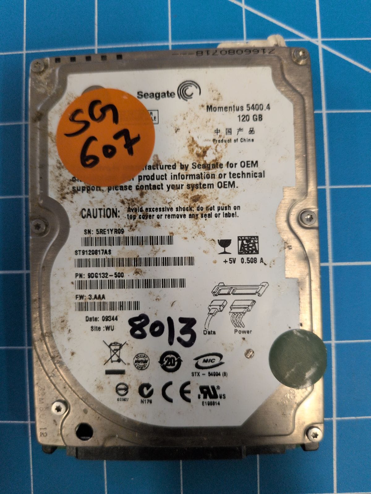 SG607 drive label (front)