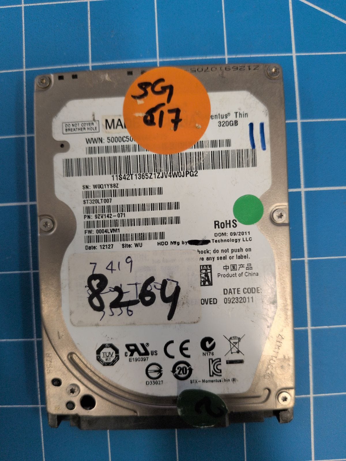 SG617 drive label (front)