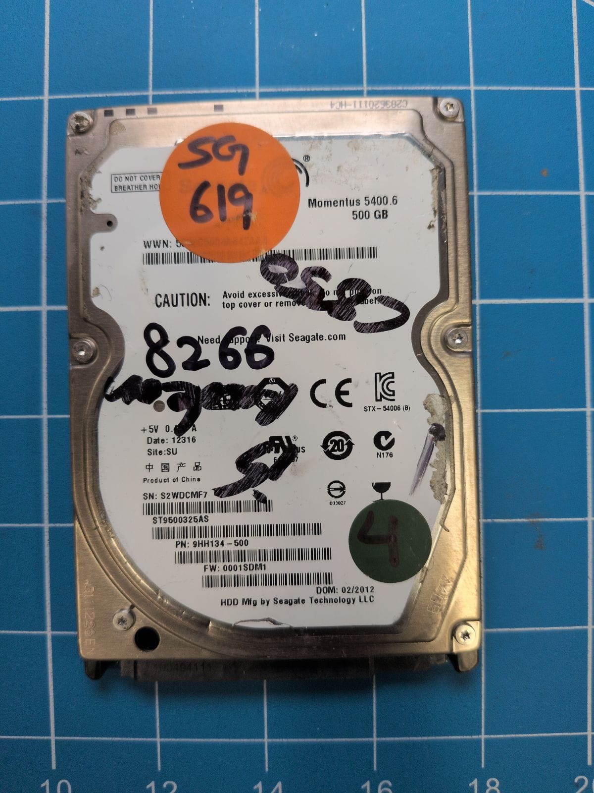 SG619 drive label (front)