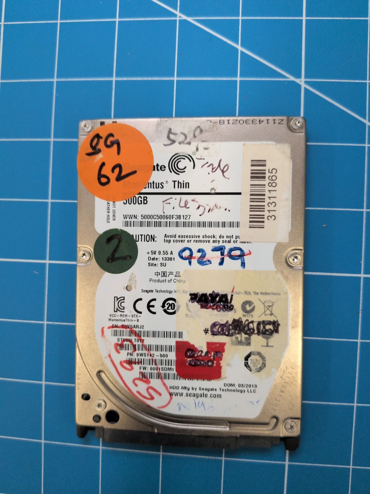 SG62 drive label (back)