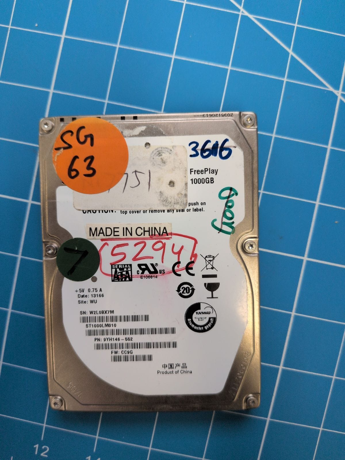 SG63 drive label (front)