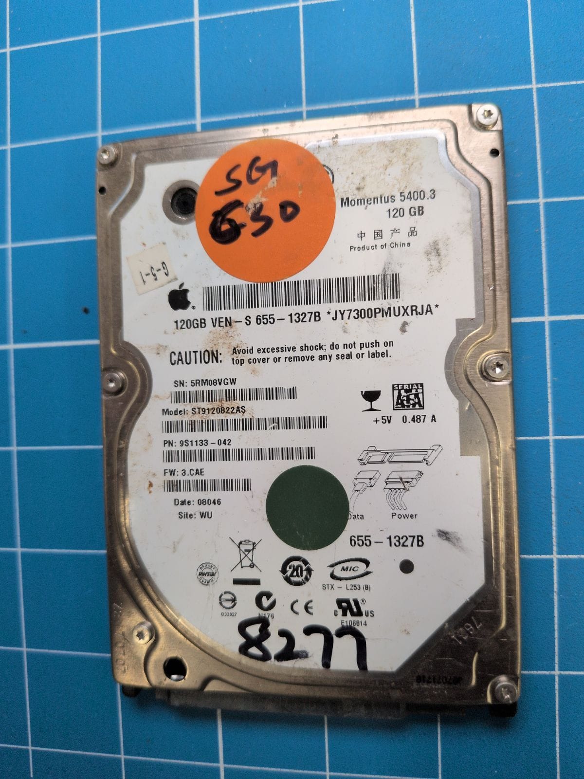 SG630 drive label (front)