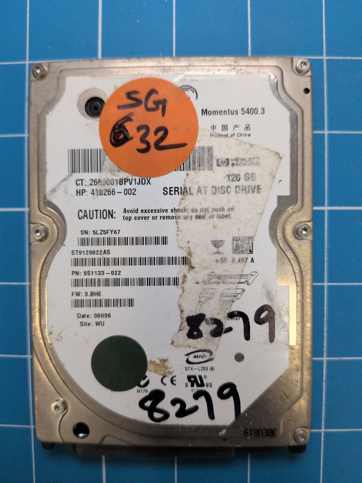 SG632 drive label (front)