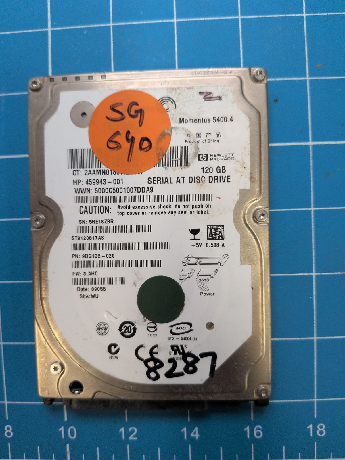 SG640 drive label (front)