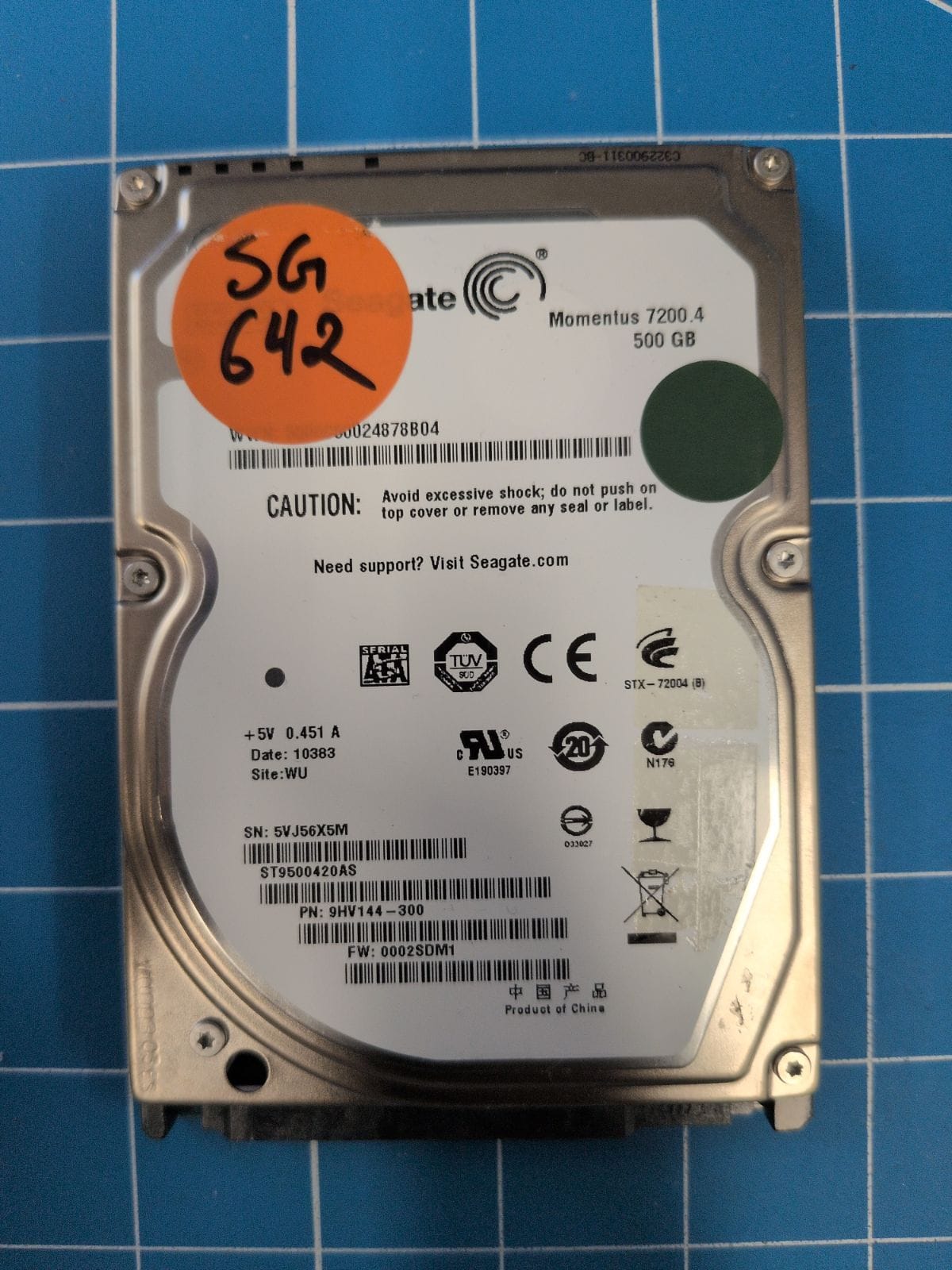 SG642 drive label (front)