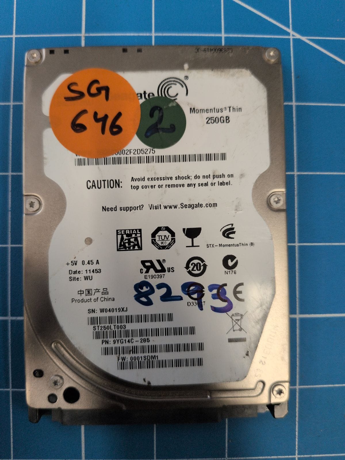 SG646 drive label (front)