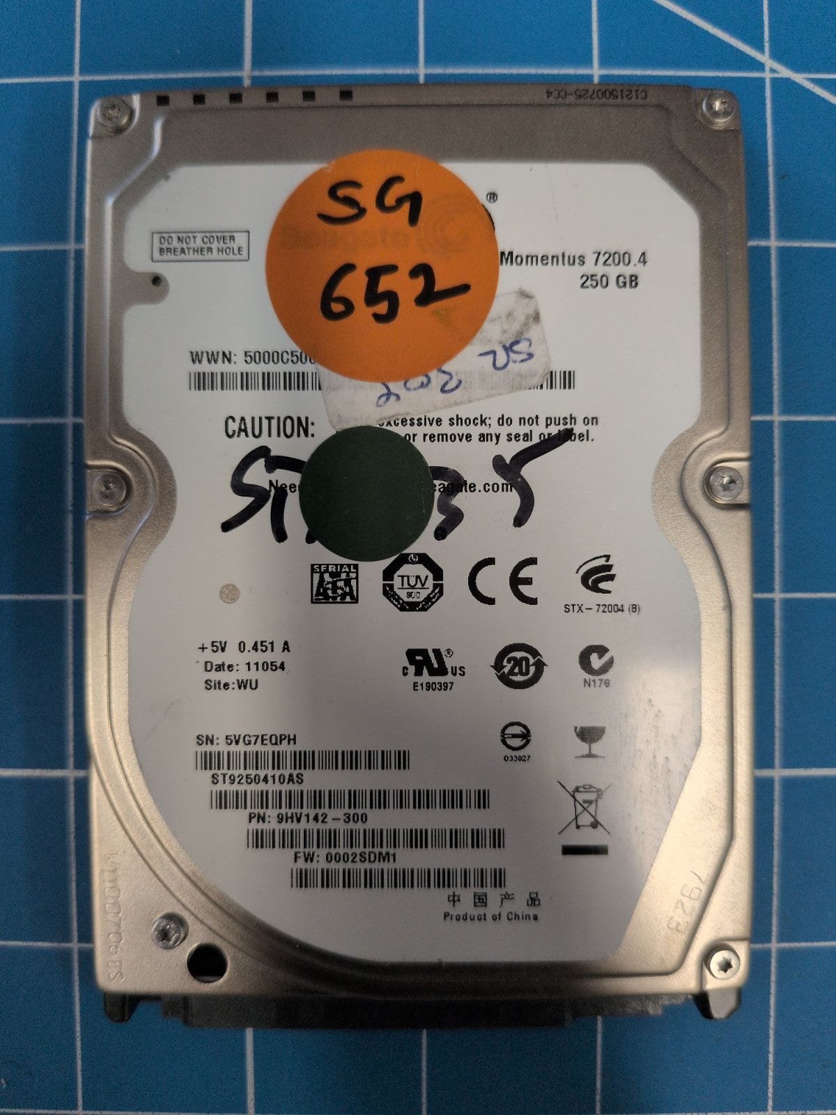 SG652 drive label (front)