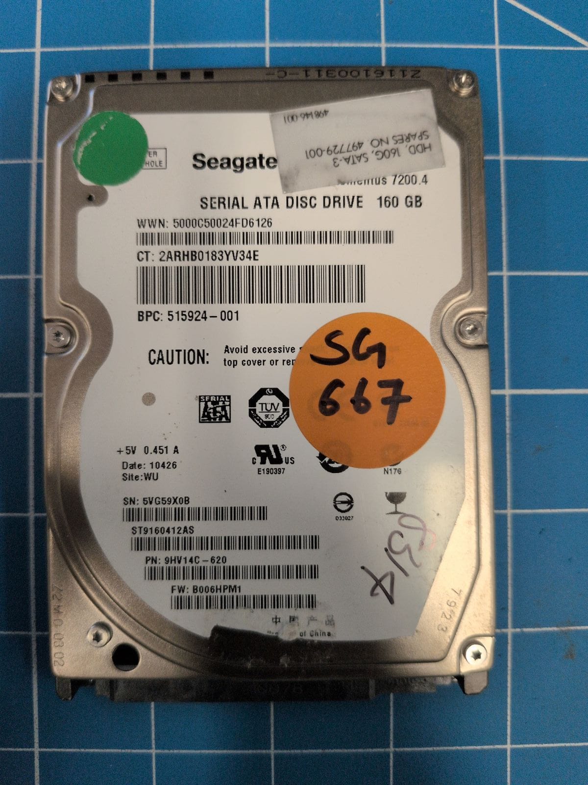 SG667 drive label (front)