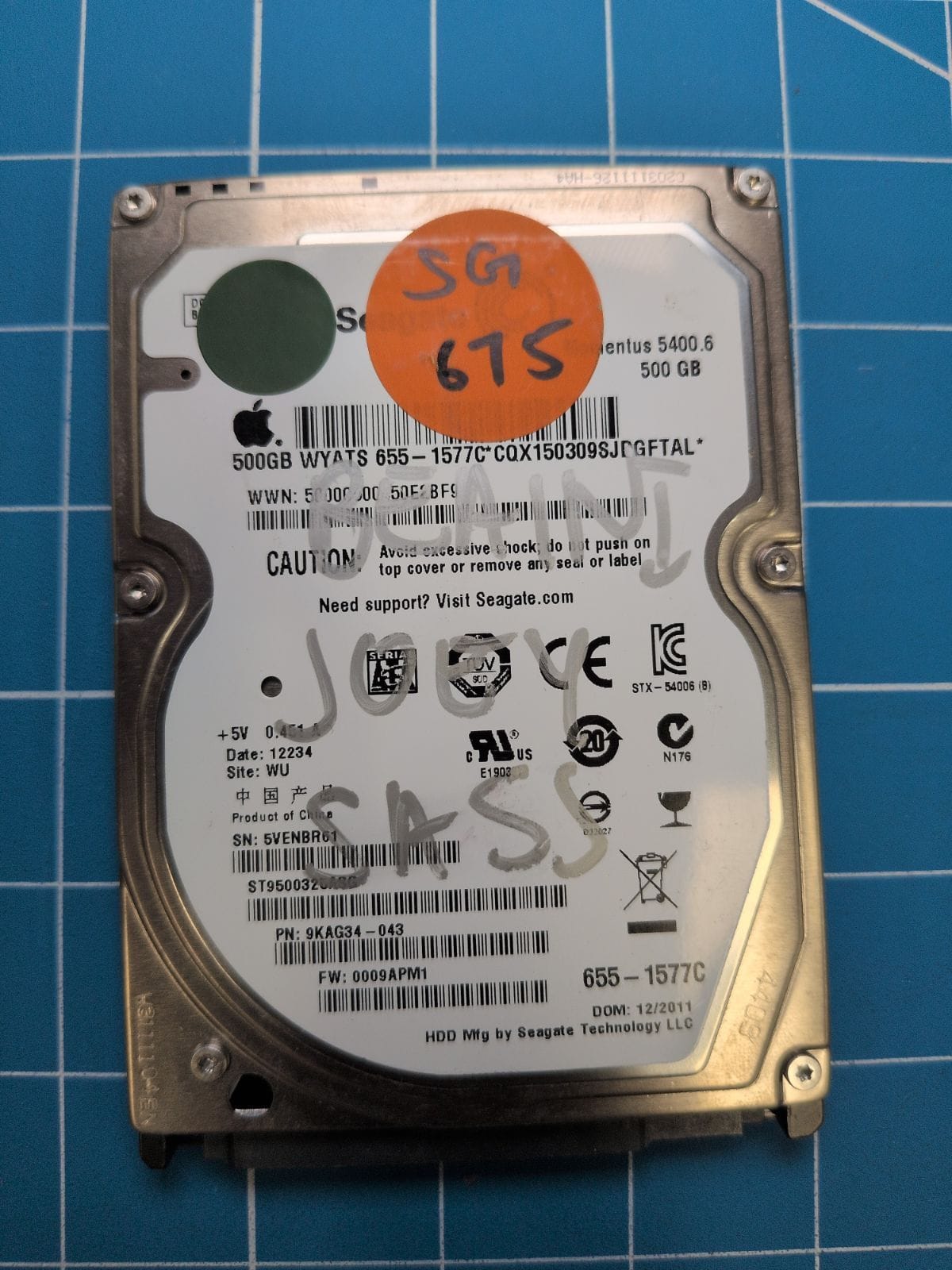 SG675 drive label (front)