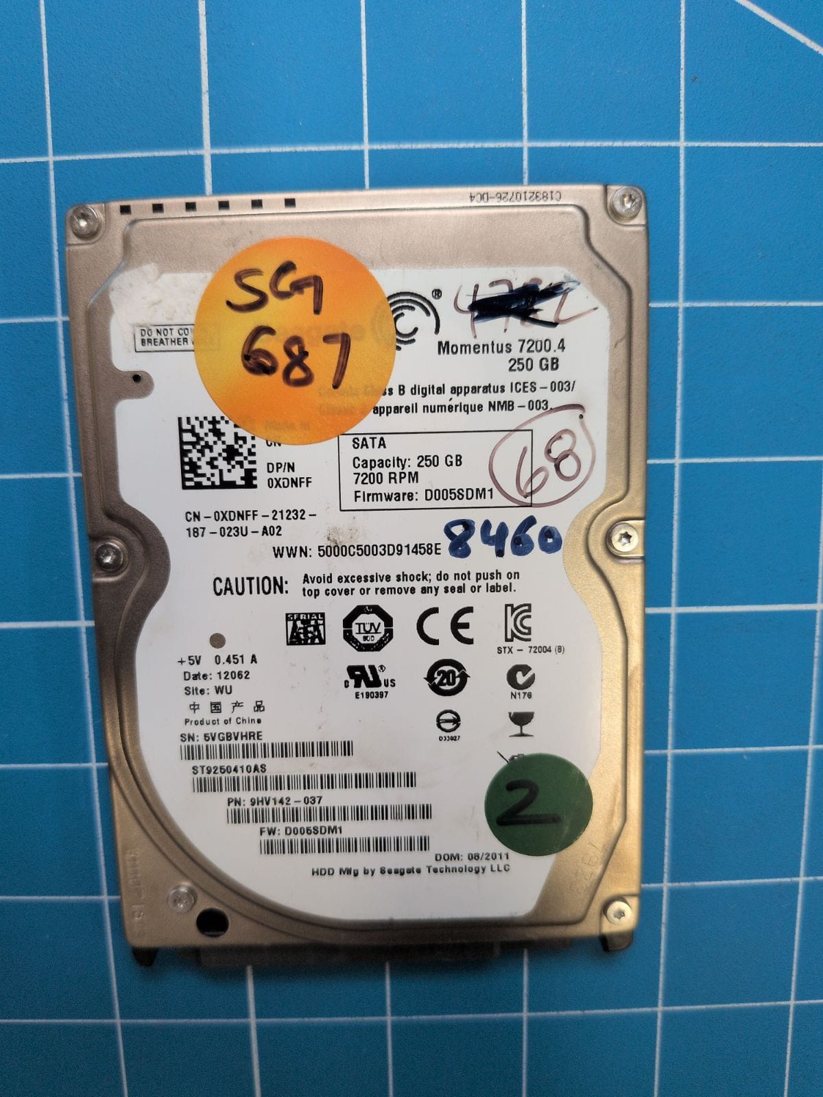 SG687 drive label (front)