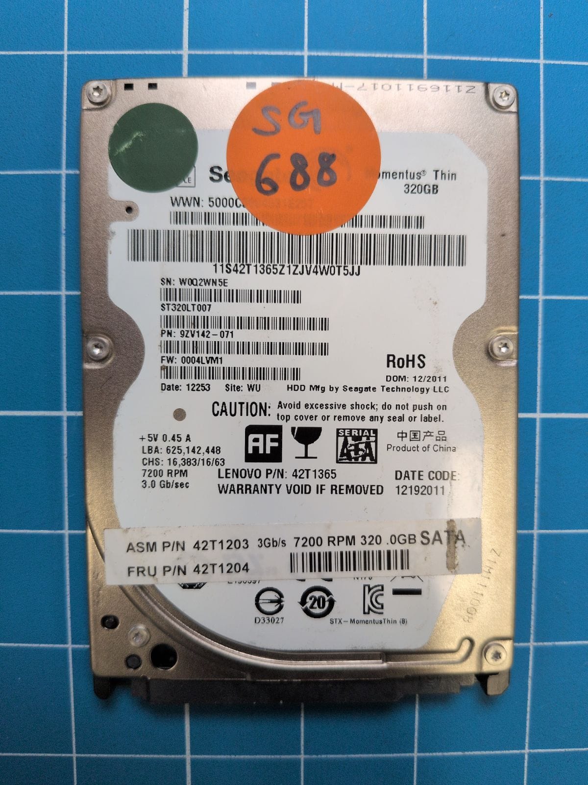 SG688 drive label (front)