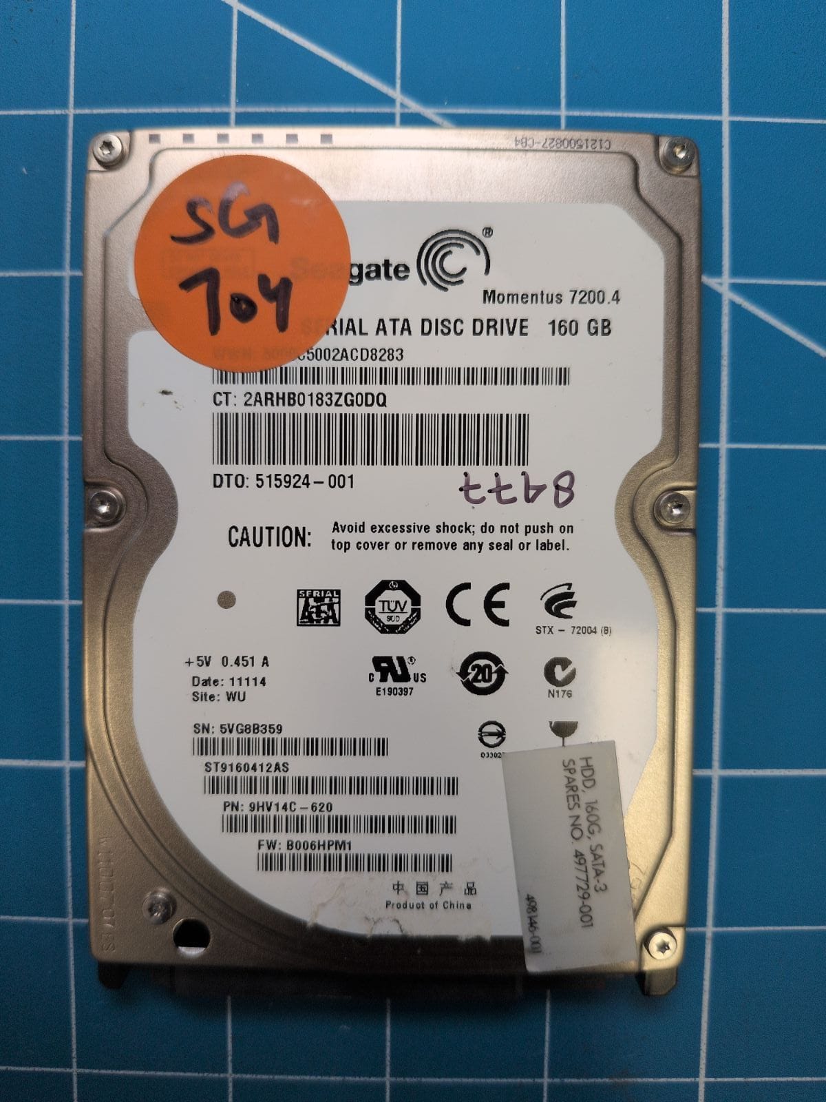 SG704 drive label (front)