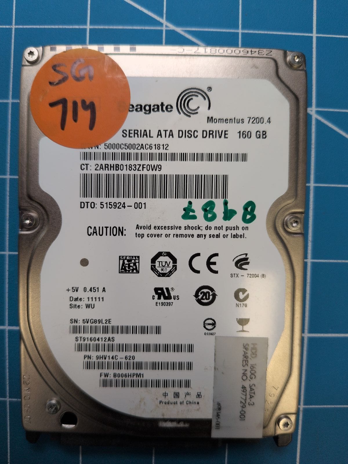 SG714 drive label (front)