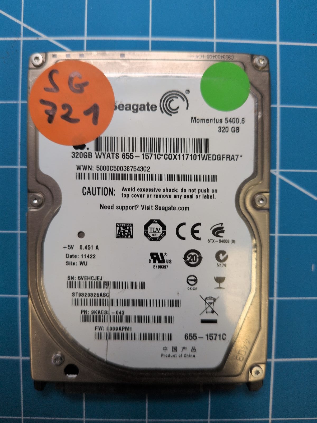 SG721 drive label (front)