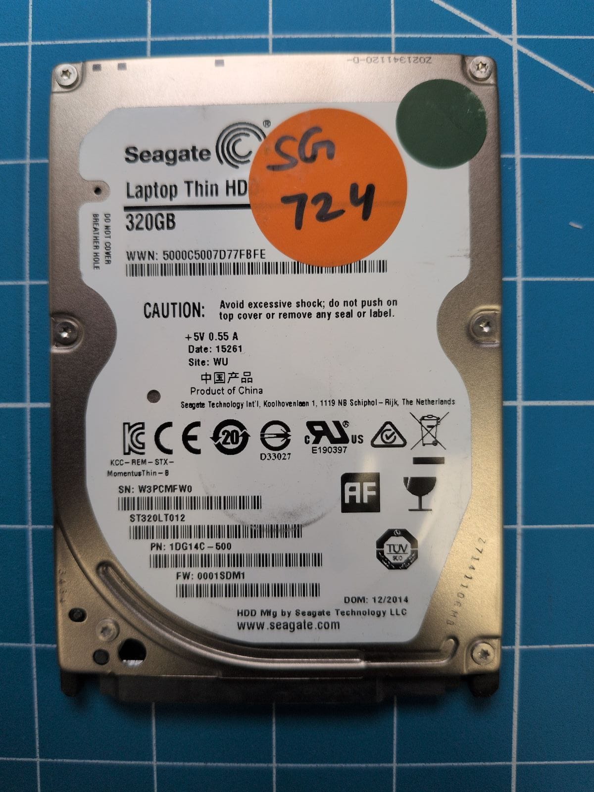 SG724 drive label (front)
