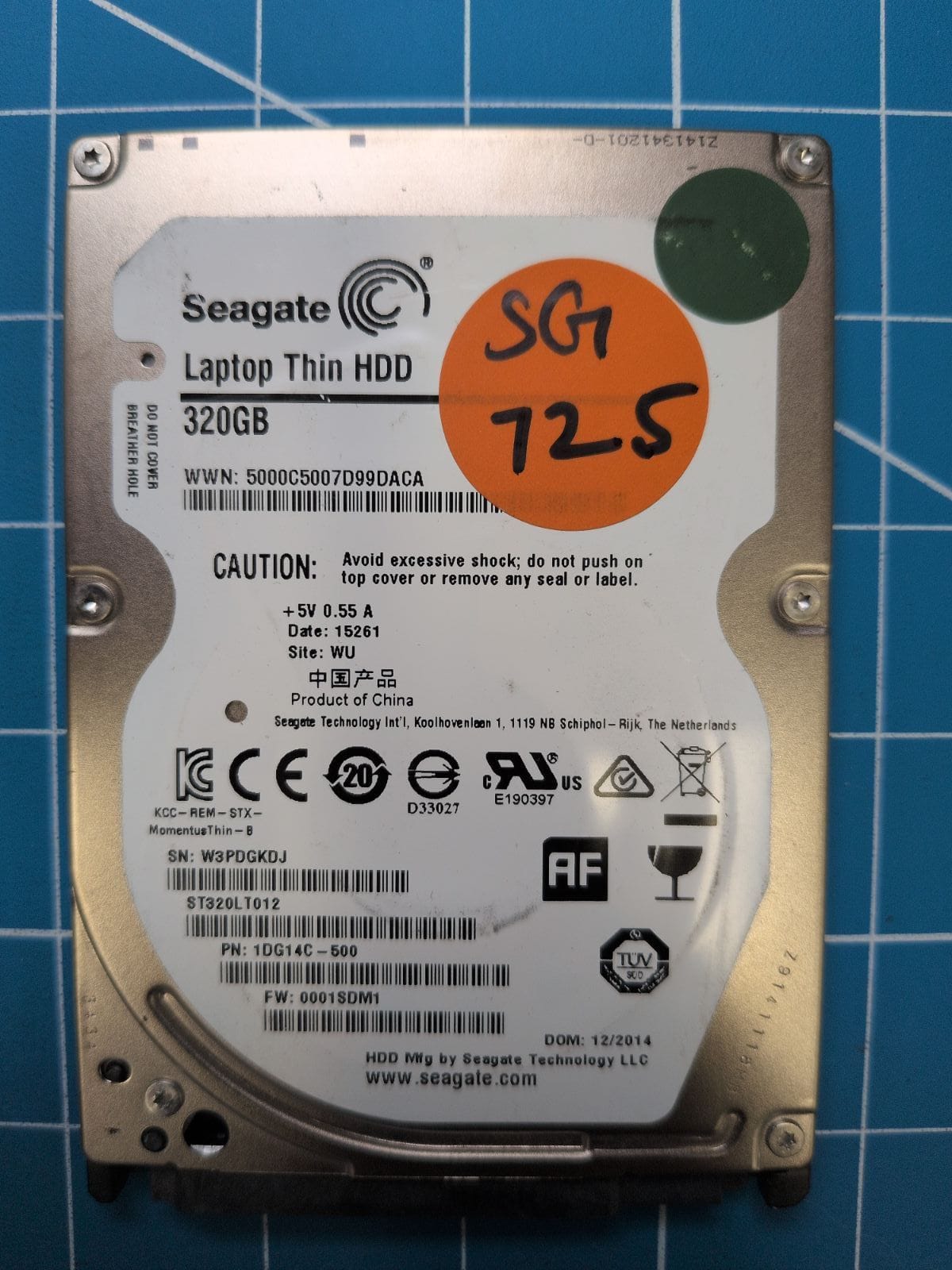 SG725 drive label (front)
